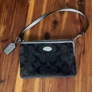 Coach Black and Gray Signature Wristlet